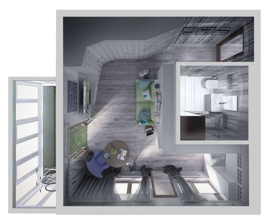 дизайн-проект маленькой квартиры в нью-йоркском стиле
