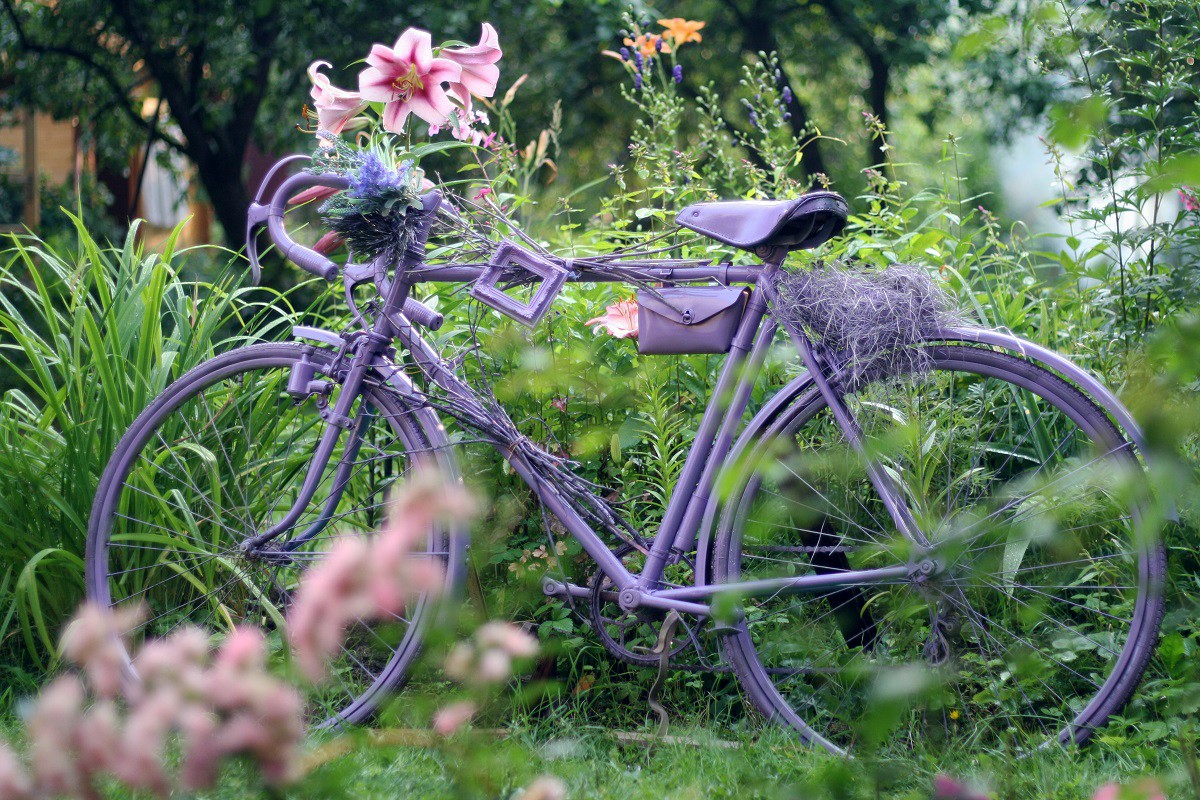 Подставка для цветов на 2 кашпо Велосипед черная 41-041B