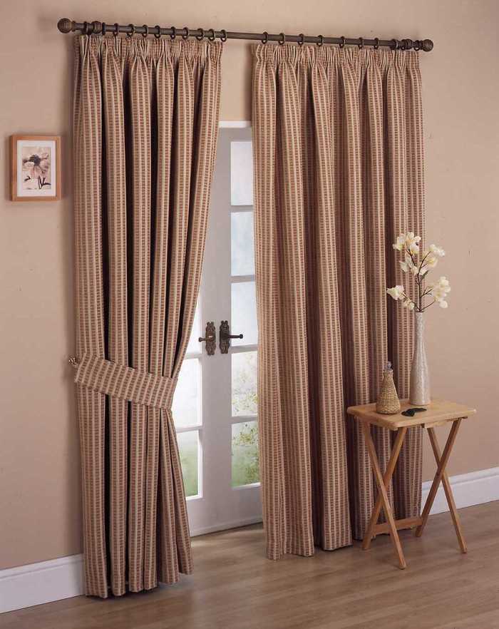 Interesting Brown Bedroom Curtain Ideas near Cream Wall