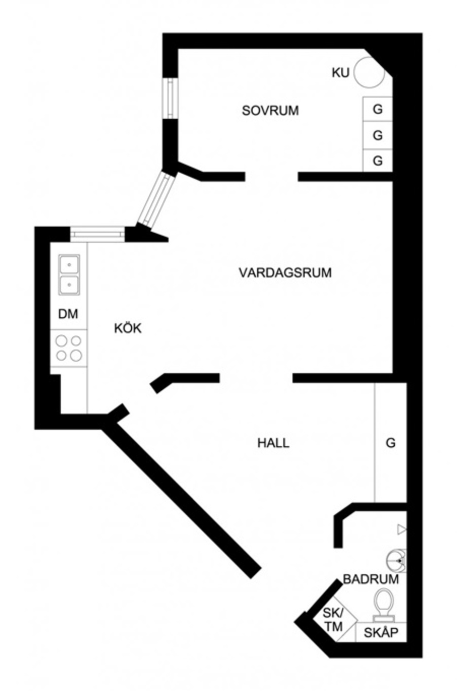 Квартира в Швеции в 62 кв. метра, скандинавский стиль