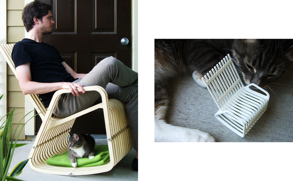 кресло-качалка с местом для кошек