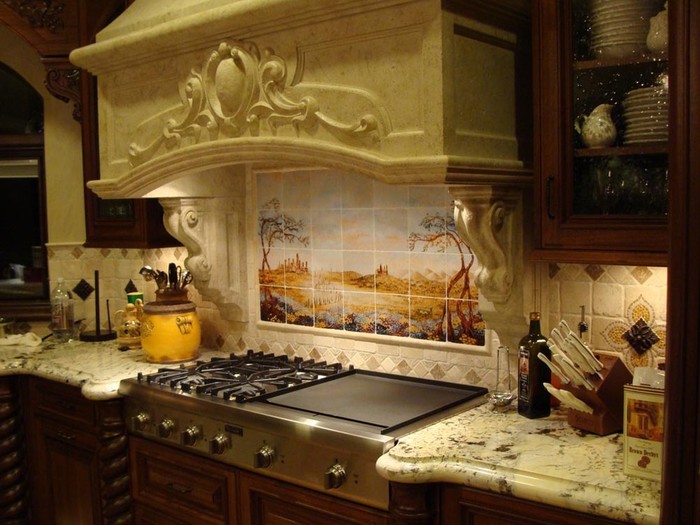Кухонный фартук из керамической плитки