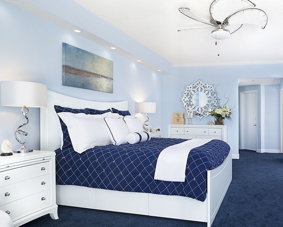 Спальня в синем цвете дизайн фото