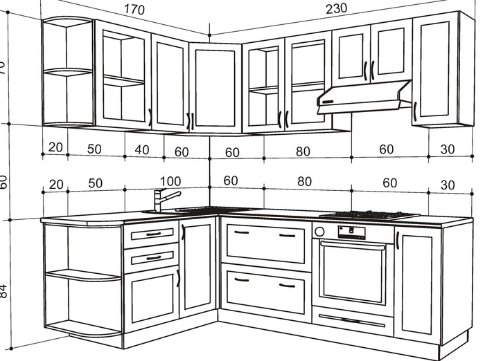 чертеж шкафа для кухни