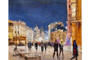 Thumb vevers kartina maslom gorodskoj pejzazh progulki po nochnoj moskve n2 cv161114
