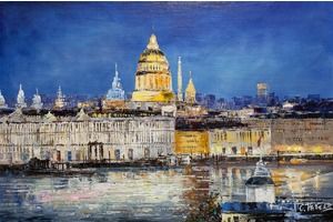 Thumb vevers kartina maslom gorodskoj pejzazh sankt peterburg vid na isaakievskij sobor cherez nevu cv161113