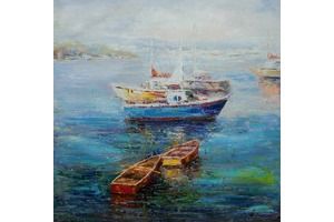 Thumb vevers kartina maslom morskoj pejzazh lodki utrennij shtil cv161119