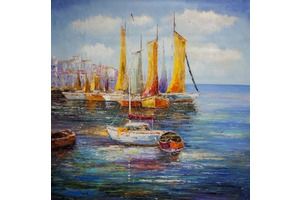 Thumb vevers kartina maslom morskoj pejzazh parusniki na fone goroda n2 cv161106