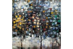 Thumb vevers kartina maslom prirodnyj pejzazh abstrakcija maslom dereviya zholtyj krasnij sinij cv161120