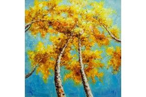 Thumb vevers kartina maslom prirodnyj pejzazh maslom zolotye berezy na fone lazuri n3 cv161117