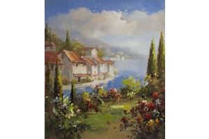 Thumb vlodarchyk kartina maslom pejzazh sredizemnomorskij gorodok kiparisy av161105