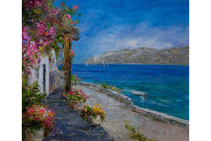 Thumb vlodarchyk kartina maslom sredizimnomorskij pejzazh beloe i goluboe vspominaya gretsiyu n2 av161109