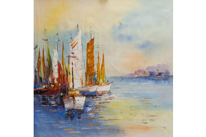 Thumb kartina v interier kartina maslom morskoj pejzazh parusniki tihaya buhta ki150813