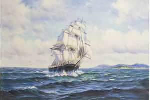 Thumb lagno kartina maslom morskoj pejzazh parusnik k rodnym beregam n2 dl160601