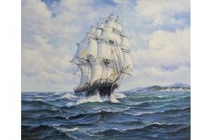 Thumb lagno kartina maslom morskoj pejzazh parusnik k rodnym beregam n3 dl161101