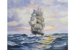 Thumb lagno kartina maslom morskoj pejzazh parusnik na fone zakata n2 dl161108