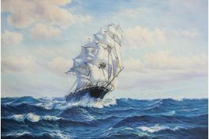 Thumb lagno kartina maslom morskoj pejzazh parusnik razrezaya volny n2 dl161105