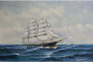 Thumb lagno kartiny maslom morskoj pejzazh parusniki barry mason a clipper ship bounding through the waves dl161103