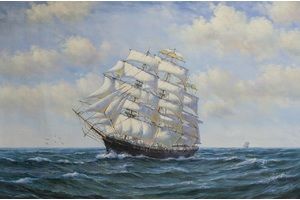 Thumb lagno kartiny maslom morskoj pejzazh parusniki montague dawson under sail dl160602