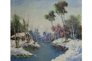 Thumb sharabarin kartina maslom pejzazh snezhnym dnem v nachale zimy n3 as161203