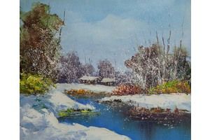 Thumb sharabarin kartina maslom pejzazh snezhnym dnem v nachale zimy n4 as161204