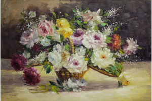 Thumb potapova kartina maslom natyurmort buket v korzine na stole mp161101