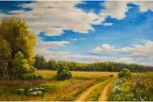 Thumb romm kartina maslom prirodnyj pejzazh maslom letnij na proselochnoj doroge ar161108