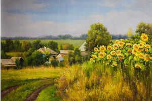 Thumb romm kartina maslom prirodnyj pejzazh maslom letnij podsolnuhi ar161107