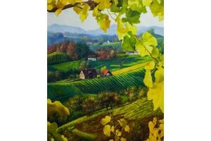 Thumb romm kartina maslom prirodnyj pejzazh maslom letnij s vinogradnoj lozoj ar161114