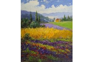 Thumb sharabarin kartina maslom sredizemnomorskij pejzazh lovandovye polya provansa n3 as161206