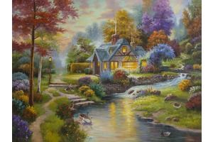 Thumb thomas kinkade kartina maslom kopiya pejzazh leto stillwater cottage tk161206