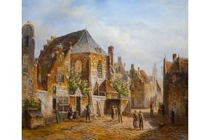 Thumb romm kartina maslom gollandskij gorodskoj pejzazh ulichnaya scena n1 ar151201