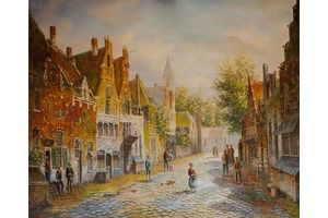 Thumb romm kartina maslom gollandskij gorodskoj pejzazh ulichnaya scena n2 ar151202