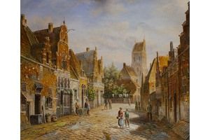 Thumb romm kartina maslom gollandskij gorodskoj pejzazh ulichnaya scena n3 ar151203