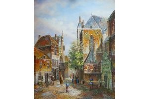 Thumb romm kartina maslom gollandskij gorodskoj pejzazh ulichnaya scena n5 ar151205