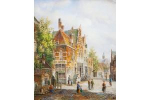 Thumb romm kartina maslom gollandskij gorodskoj pejzazh ulichnaya scena n6 ar151206