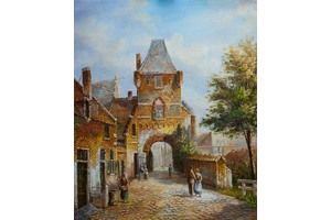 Thumb romm kartina maslom gollandskij gorodskoj pejzazh ulichnaya scena n7 ar151207