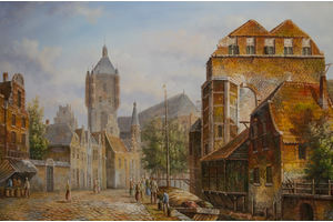 Thumb romm kartina maslom gollandskij pejzazh staray gollandskay ulica podrazhaya willem koekkoek n2 ar151102