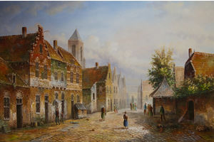 Thumb romm kartina maslom gollandskij pejzazh staray gollandskay ulica podrazhaya willem koekkoek n3 ar151103