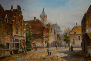 Thumb romm kartina maslom gollandskij pejzazh staray gollandskay ulica podrazhaya willem koekkoek n6 ar151107