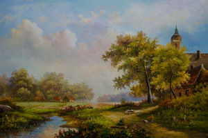 Thumb romm kartina maslom gollandskij prirodnyj pejzazh maslom pora zhatvy n2 ar160104