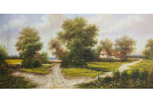 Thumb romm kartina maslom pejzazh dom u razvilki ar150703