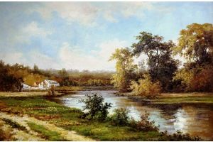 Thumb romm kartina maslom pejzazh dom za rekoj ar150806