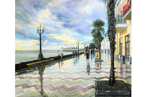 Thumb romm kartina maslom pejzazh gorodskoj krym yalta progulki po naberezhnoj n2 ar160704