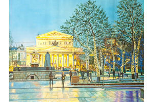 Thumb romm kartina maslom pejzazh gorodskoj moscow zimnim vecherom u bolshogo teatra ar160708