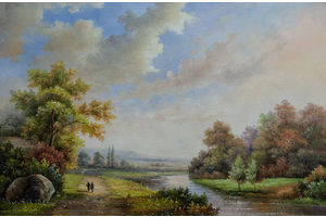 Thumb romm kartina maslom pejzazh po doroge vdol reki ar150704