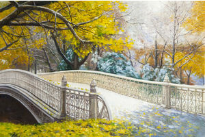 Thumb romm kartina maslom prirodnyj pejzazh maslom rannij sneg v parke ar160702