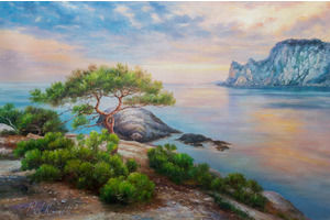 Thumb romm kartina maslom prirodnyj pejzazh maslom rassvet nad morem ar160404