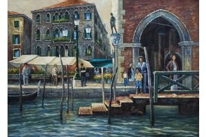 Thumb romm kartina maslom venice venecianskij pejzazh progulka po kanalam venecii n5 v ozhidanii gondoly ar150814