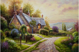 Thumb thomas kinkade kartina maslom kopiya pejzazh a peaceful time tk151105